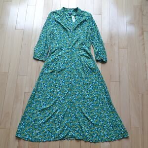 Talbots NWT Maxi Dress Green Floral Flower Size 4